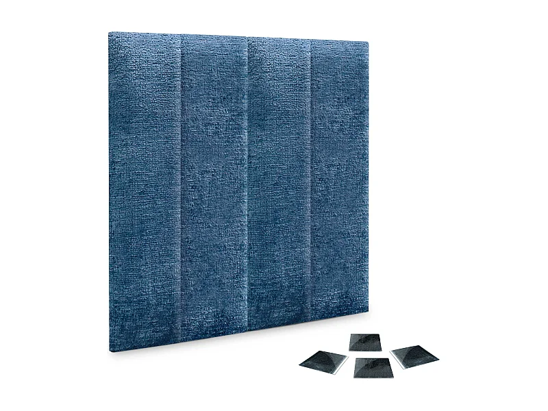 DHOME Lot de 4 panneaux muraux acoustiques auto-adhésifs en laine écologique protection absorbante contre les chocs (Bleu, 60 x 20 cm, x4)