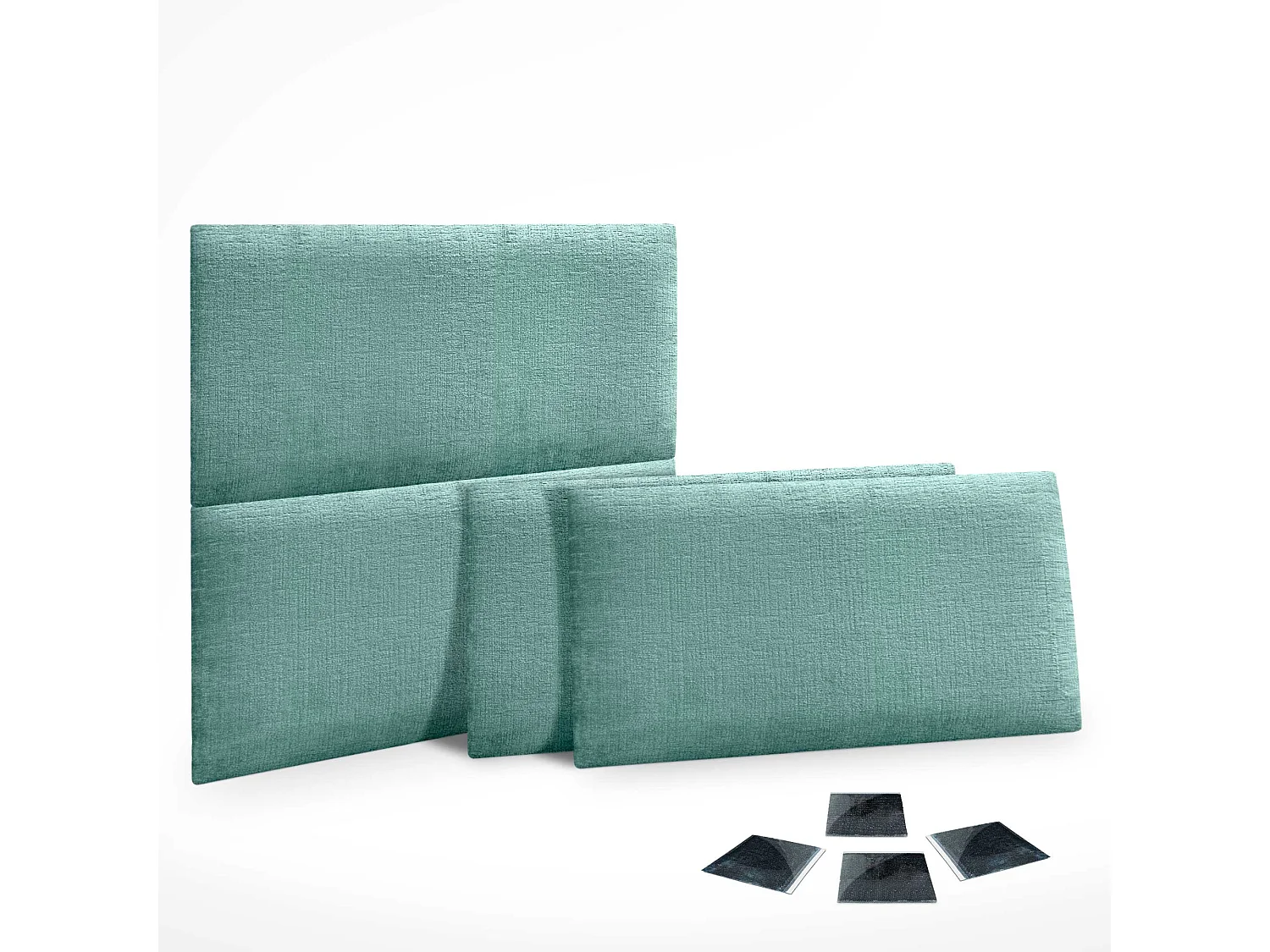 DHOME Lot de 4 panneaux muraux acoustiques auto-adhésifs en laine écologique protection absorbante contre les chocs (Vert d'eau, 60 x 50 cm, x4)