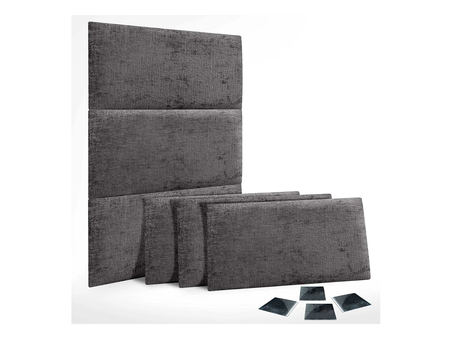 DHOME Set van 6 milieuvriendelijke wollen gestoffeerde panelen Zelfklevende akoestische wandpanelen Absorberende bescherming (donkergrijs, 50x40cm, x6)