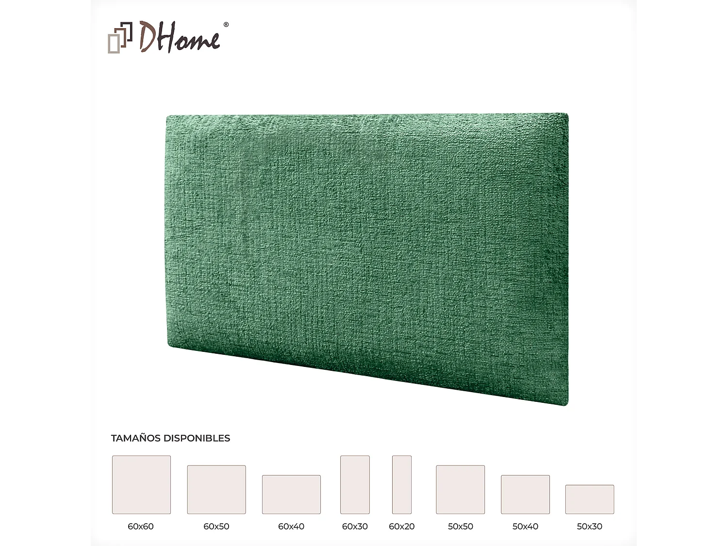 DHOME Lot de 8 panneaux muraux acoustiques auto-adhésifs en laine écologique protection absorbante contre les chocs (Vert, 60 x 40 cm, x8)