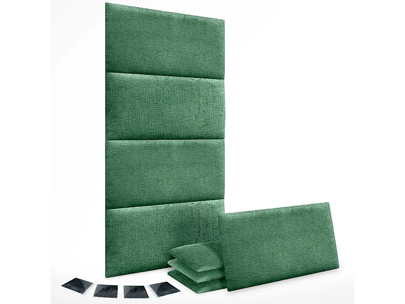 DHOME Lot de 8 panneaux muraux acoustiques auto-adhésifs en laine écologique protection absorbante contre les chocs (Vert, 60 x 40 cm, x8)