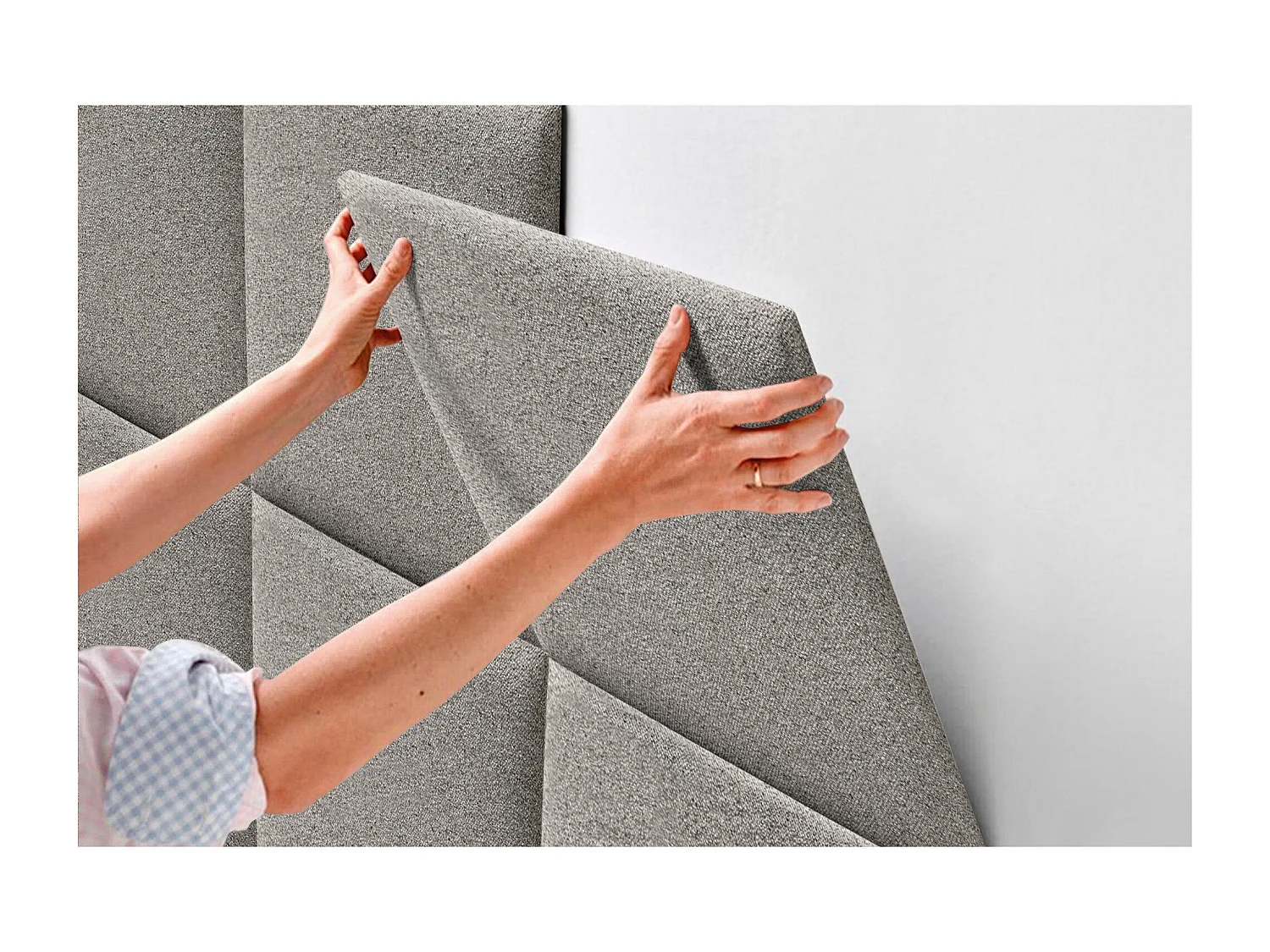 DHOME Testiera Rivestita in Tessuto Aqualine Composta da Pannelli Letto Intercambiabili Autoadesivi Camera da Letto di Lusso(Ocra, 160cm)