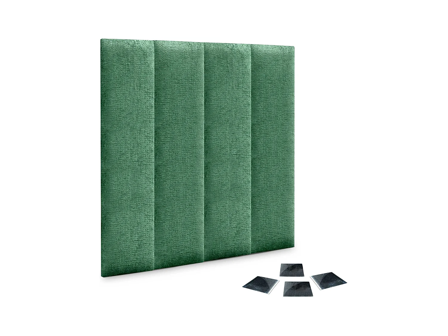 DHOME Set di 4 pannelli imbottiti in lana ecologica Pannelli acustici autoadesivi per pareti Protezione dagli urti (verde, 60x30cm, x4)