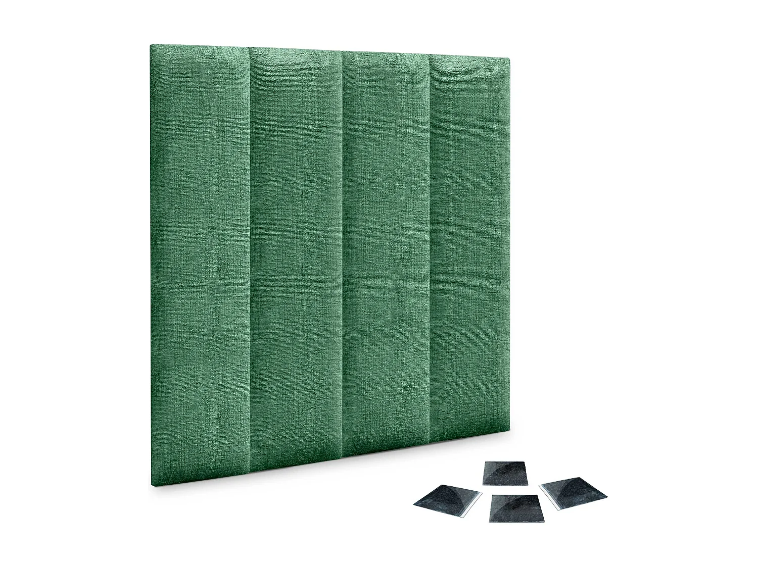 DHOME Set di 4 pannelli imbottiti in lana ecologica Pannelli acustici autoadesivi per pareti Protezione dagli urti (verde, 60x30cm, x4)
