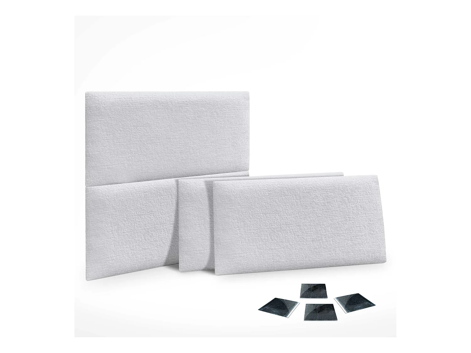 DHOME Set van 4 milieuvriendelijke wollen gestoffeerde panelen Zelfklevende akoestische wandpanelen Absorberende bescherming (wit, 50x40cm, x4)