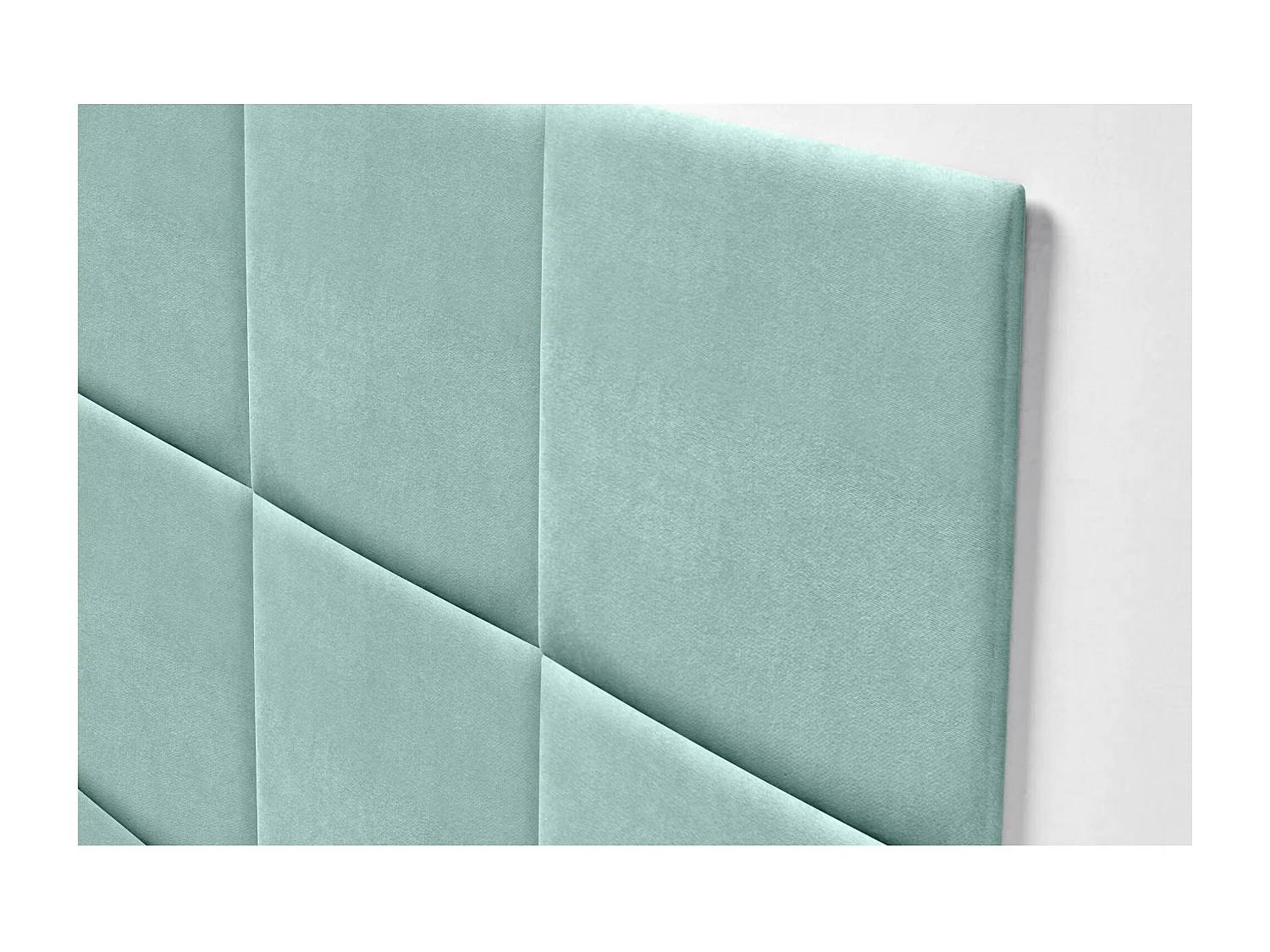 DHOME Tête de lit tapissée en tissu Aqualine composée de panneaux de lit autocollants interchangeables pour chambre de luxe (Vert aqua, 105 cm)