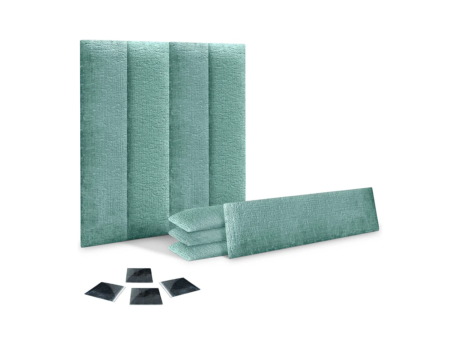 DHOME Lot de 8 panneaux muraux acoustiques auto-adhésifs en laine écologique protection absorbante contre les chocs (Vert d'eau, 60 x 30 cm, x8)