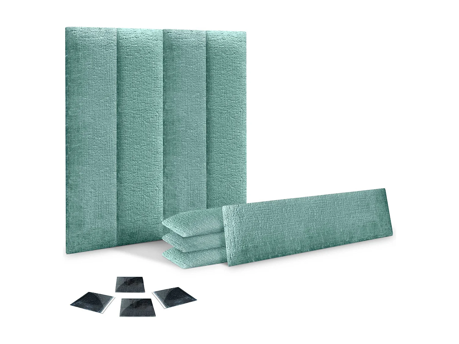 DHOME Lot de 8 panneaux muraux acoustiques auto-adhésifs en laine écologique protection absorbante contre les chocs (Vert d'eau, 60 x 30 cm, x8)