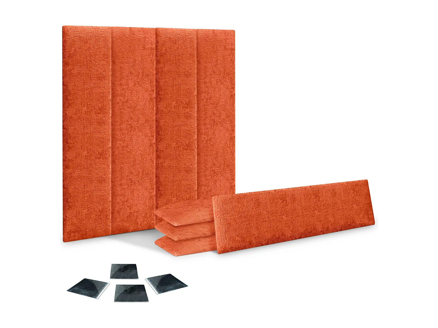 DHOME Lot de 8 panneaux muraux acoustiques auto-adhésifs en laine écologique protection absorbante contre les chocs (Orange, 60 x 20 cm, x8)