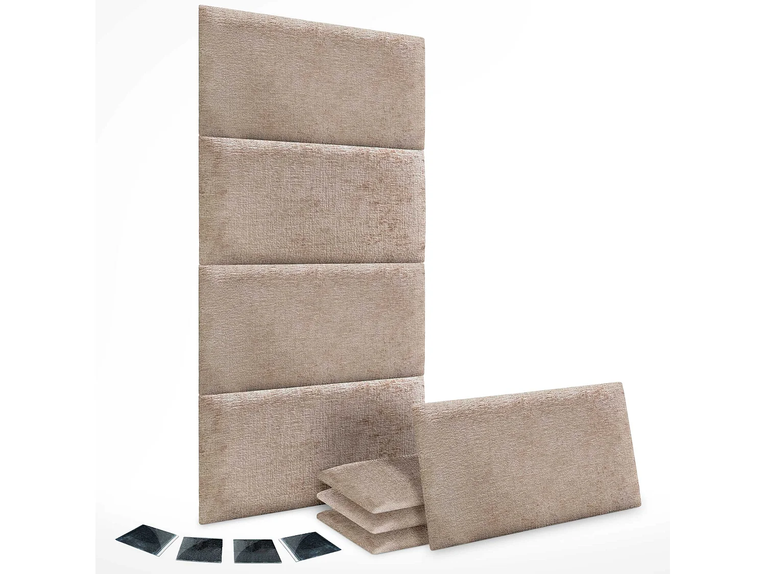 DHOME Lot de 8 panneaux muraux acoustiques auto-adhésifs en laine écologique protection absorbante contre les chocs (Marron clair, 50 x 30 cm, x8)