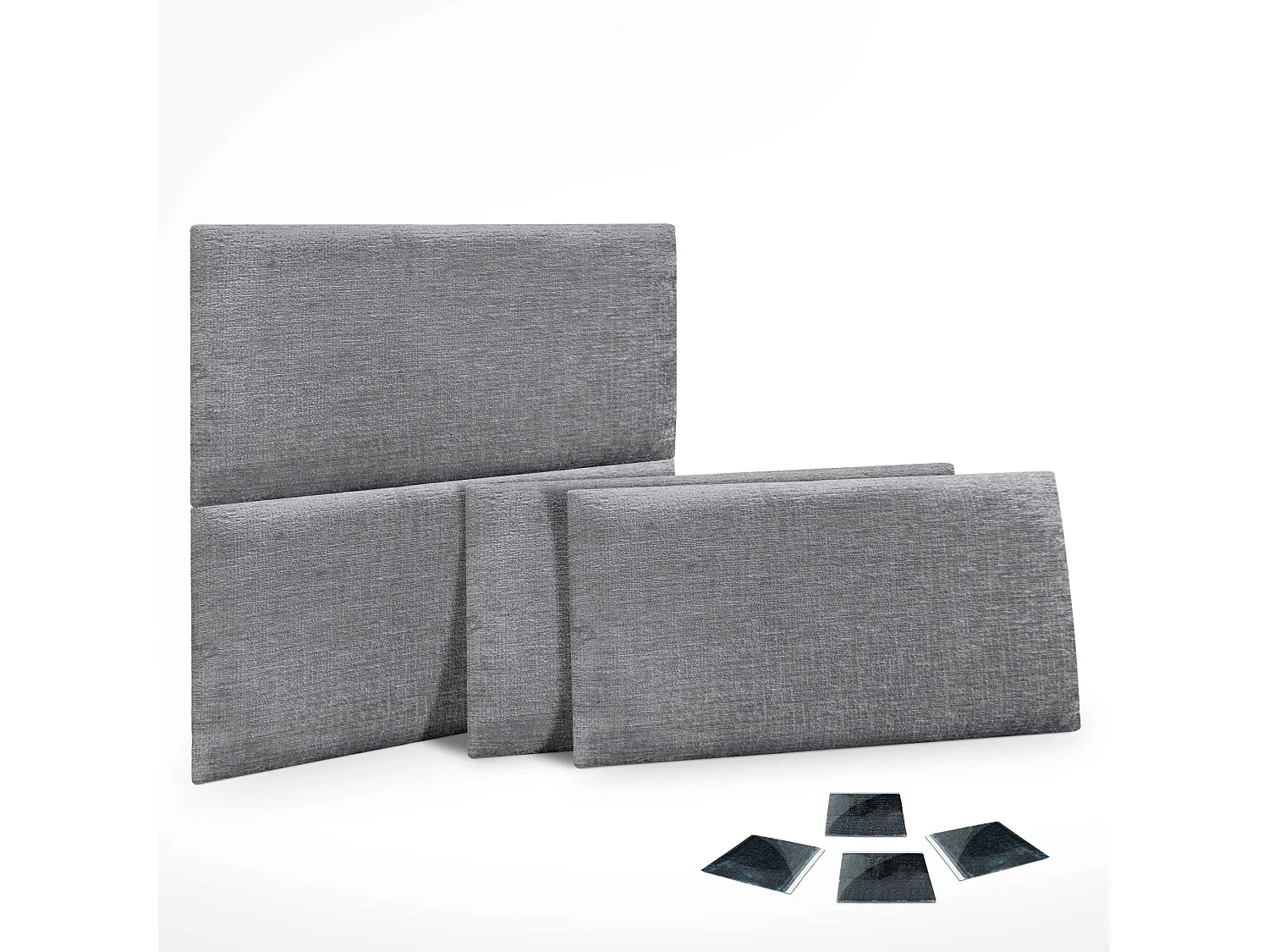 DHOME Lot de 4 panneaux muraux acoustiques auto-adhésifs en laine écologique protection absorbante contre les chocs (Gris, 60 x 40 cm, x4)