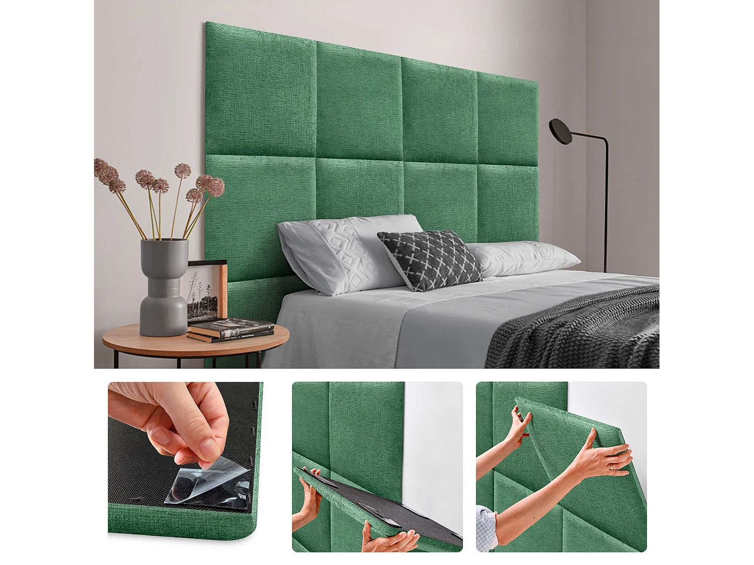 DHOME Panneaux muraux acoustiques autocollants laine écologiqueabsorbantantichoctêtes de litdécoration (vert60x60cm)