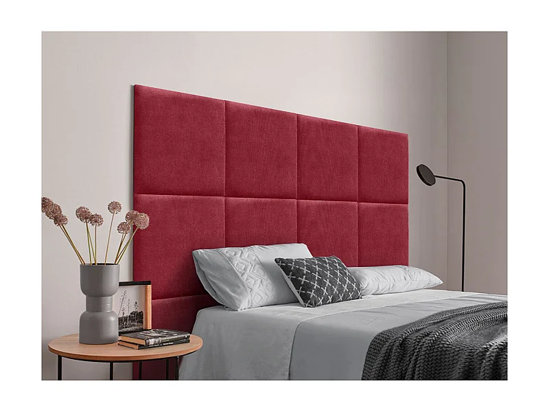 DHOME Testiera Rivestita in Tessuto Aqualine Composta da Pannelli Letto Intercambiabili Autoadesivi Camera da Letto di Lusso(Rosso, 145cm)
