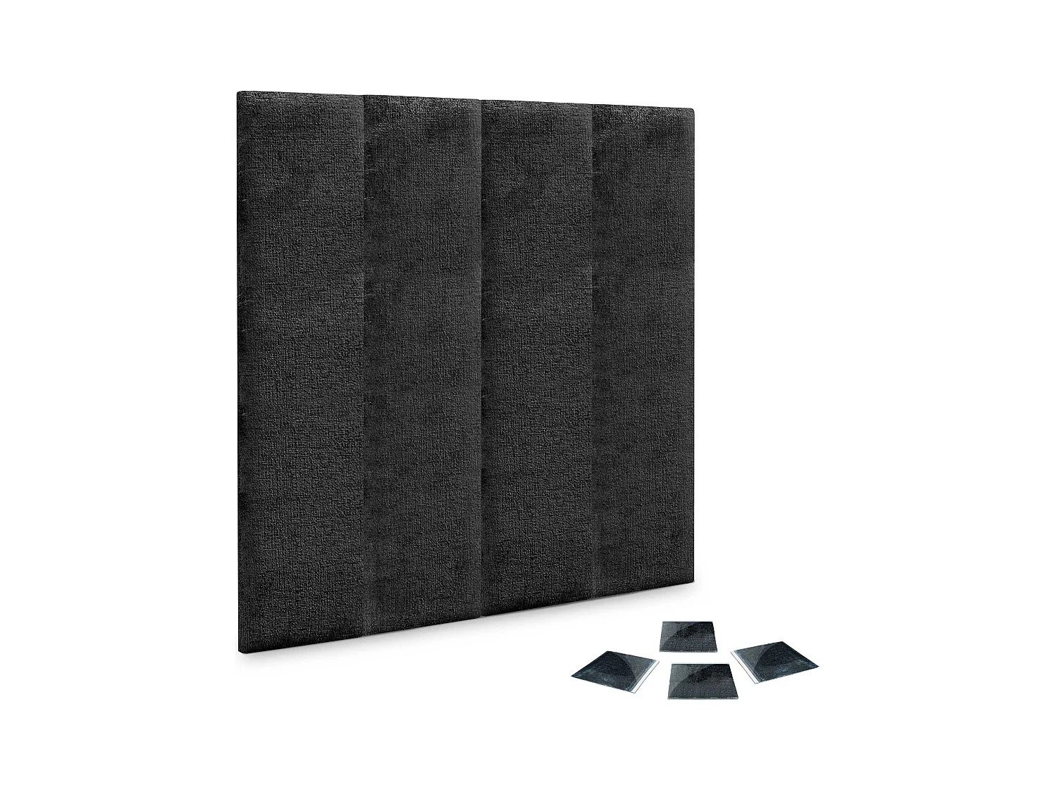 DHOME Lot de 4 panneaux muraux acoustiques auto-adhésifs en laine écologique protection absorbante contre les chocs (Noir, 60 x 30 cm, x4)