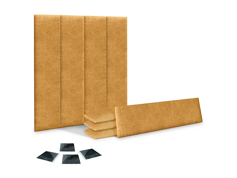 DHOME Set di 8 pannelli imbottiti in lana ecologica Pannelli acustici autoadesivi per pareti Protezione dagli urti (senape, 60x30cm, x8)