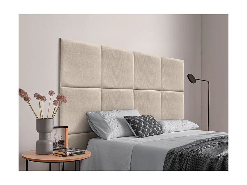 DHOME Gepolstertes Kopfteil aus Acualine-Stoff, aus selbstklebenden, austauschbaren Bettpaneelen, luxuriös gepolstertes Schlafzimmer (Beige, 120 cm)