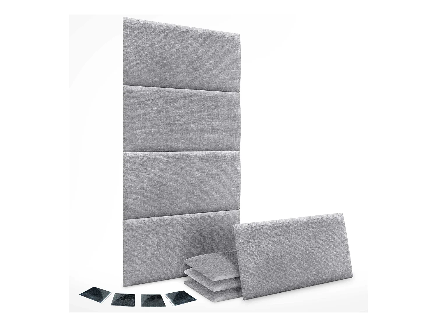 DHOME Lot de 8 panneaux muraux acoustiques auto-adhésifs en laine écologique protection absorbante contre les chocs (Gris clair, 50 x 30 cm, x8)