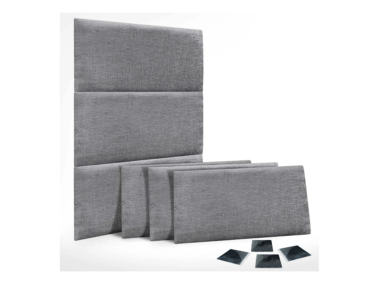DHOME Set di 6 pannelli imbottiti in lana ecologica Pannelli acustici autoadesivi per pareti Protezione dagli urti (Grigio, 60x50cm, x6)