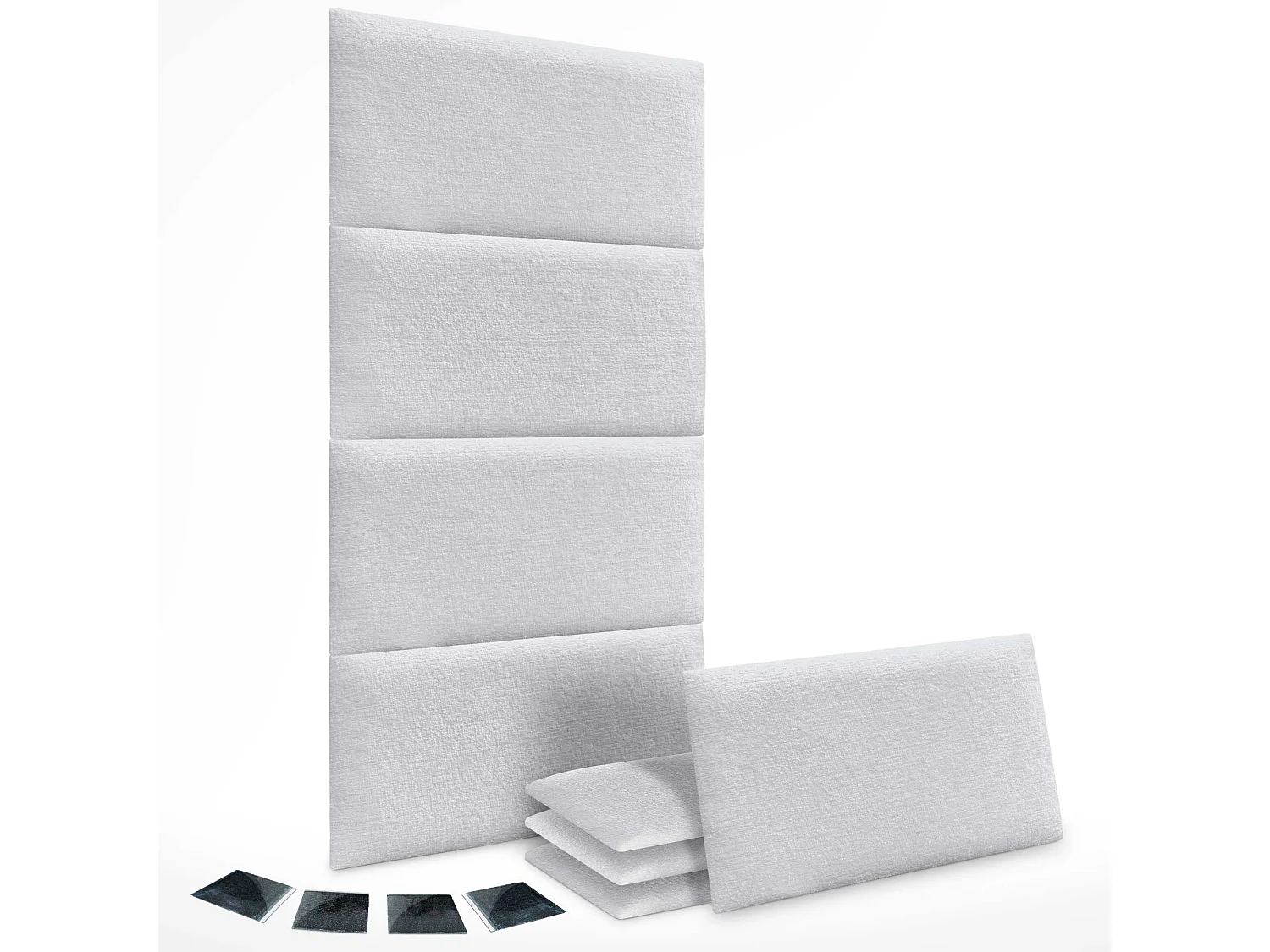 DHOME Lot de 8 panneaux muraux acoustiques auto-adhésifs en laine écologique protection absorbante contre les chocs (Blanc, 60 x 40 cm, x8)