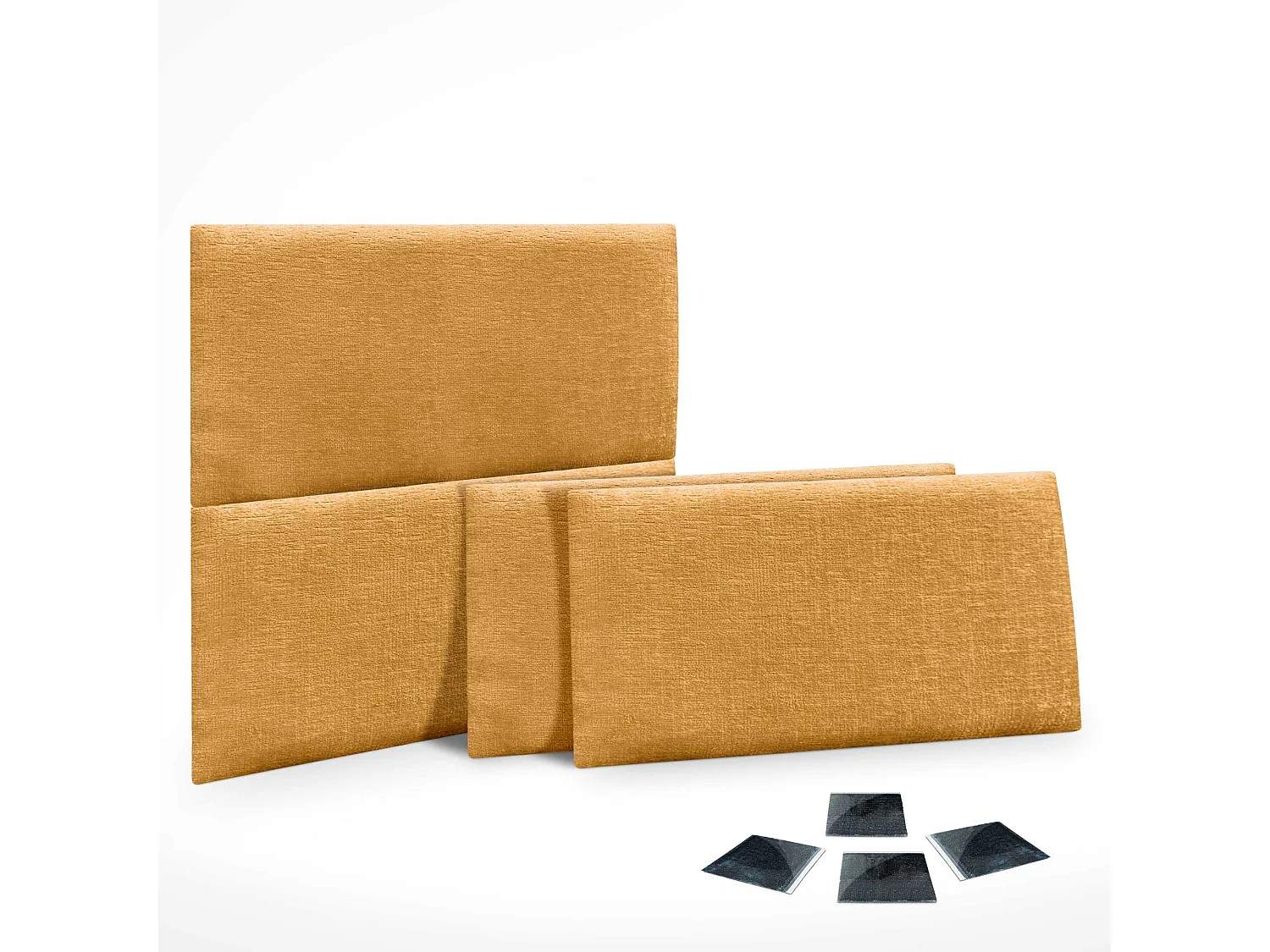 DHOME Lot de 4 panneaux muraux acoustiques auto-adhésifs en laine écologique protection absorbante contre les chocs (Moutarde, 60 x 50 cm, x4)