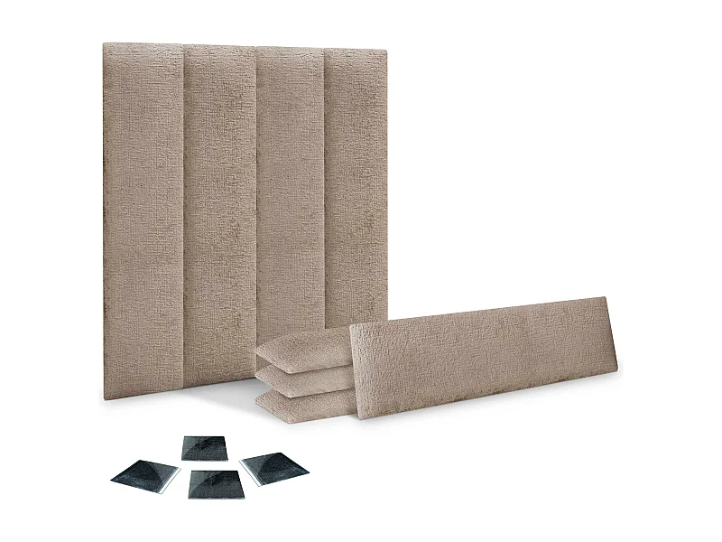 DHOME Lot de 8 panneaux muraux acoustiques auto-adhésifs en laine écologique protection absorbante contre les chocs (Marron, 60x20cm, x8)