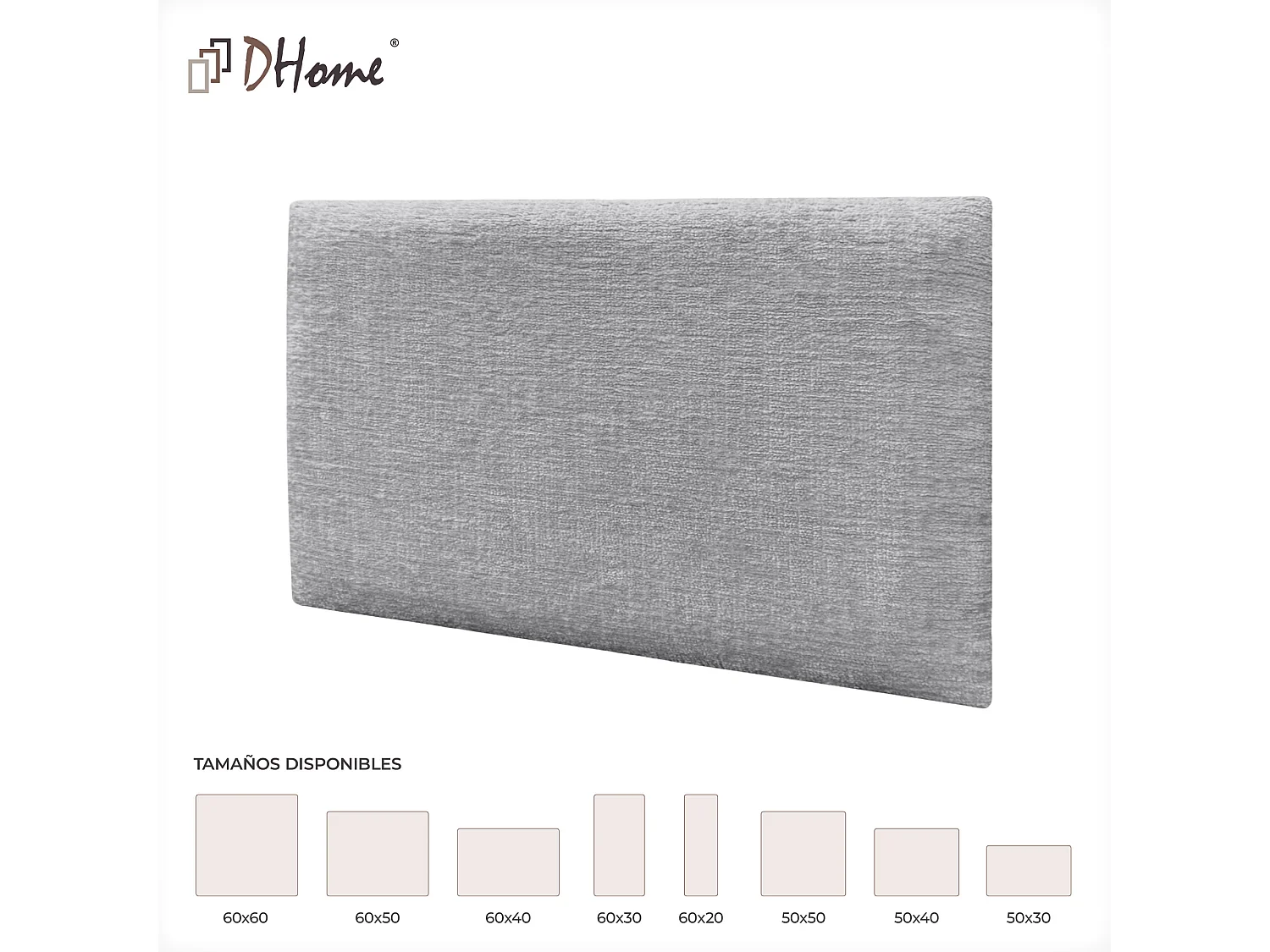 DHOME Juego de 4 Paneles Tapizados de Lana Ecológica Pack Autoadhesivos para Pared Acústicos Absorbentes Protección  (Gris Claro, 50x30cm, x4)