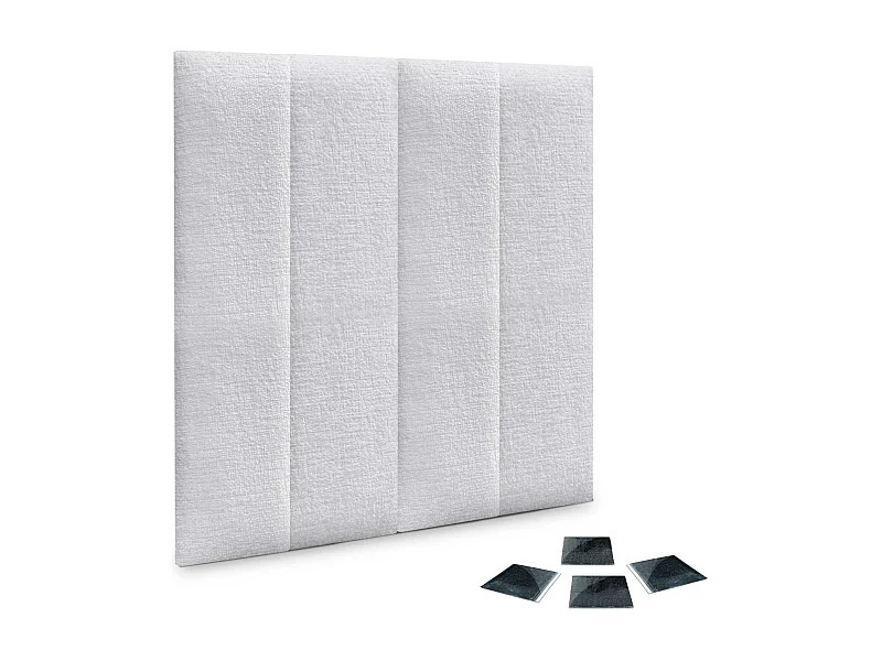 DHOME Lot de 4 panneaux muraux acoustiques auto-adhésifs en laine écologique protection absorbante contre les chocs (Blanc, 60 x 20 cm, x4)