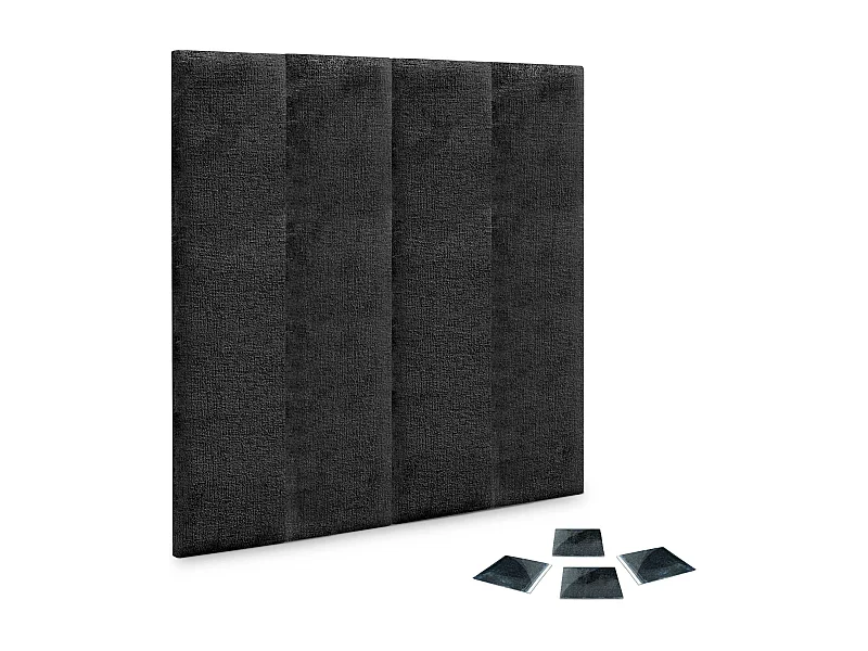 DHOME 4er-Set, umweltfreundliche Wollpolsterplatten, selbstklebende akustische Wandpaneele, saugfähiger Schutz (schwarz, 60 x 20 cm, x4)