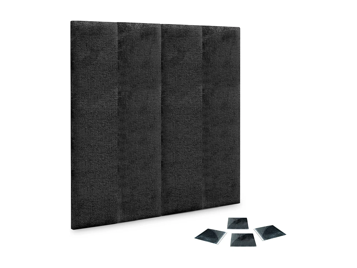 DHOME Lot de 4 panneaux muraux acoustiques auto-adhésifs en laine écologique protection absorbante contre les chocs (Noir, 60 x 20 cm, x4)