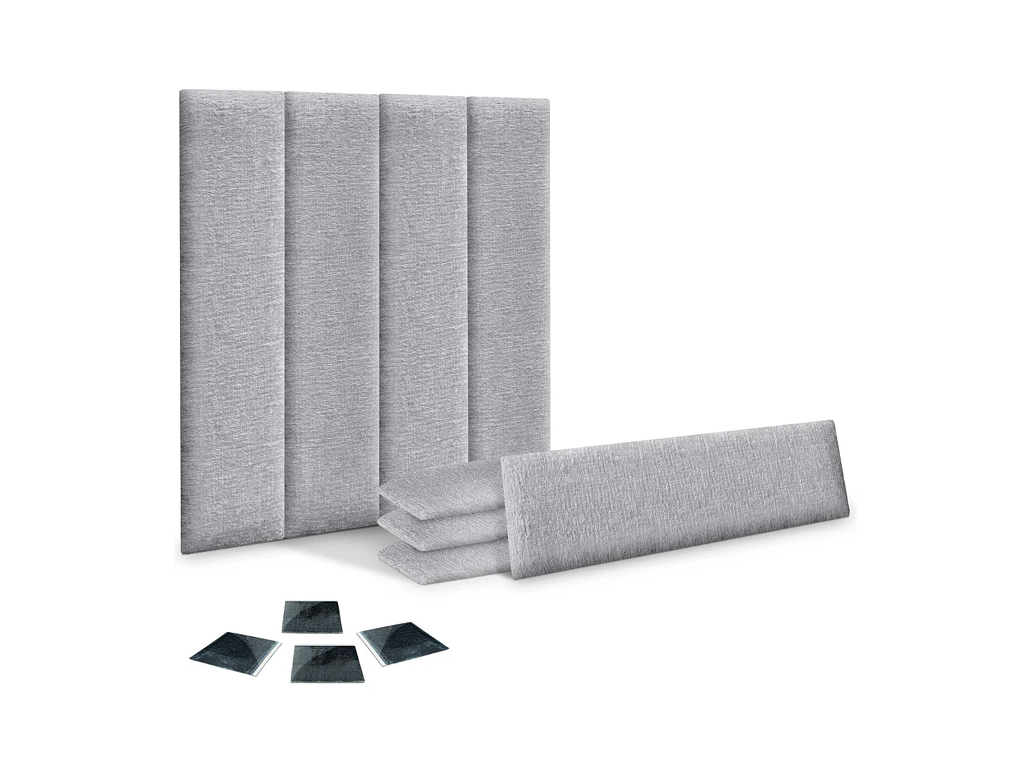 DHOME Set van 8 milieuvriendelijke wollen gestoffeerde panelen Zelfklevende akoestische wandpanelen Absorberende bescherming (lichtgrijs, 60x30cm, x8)