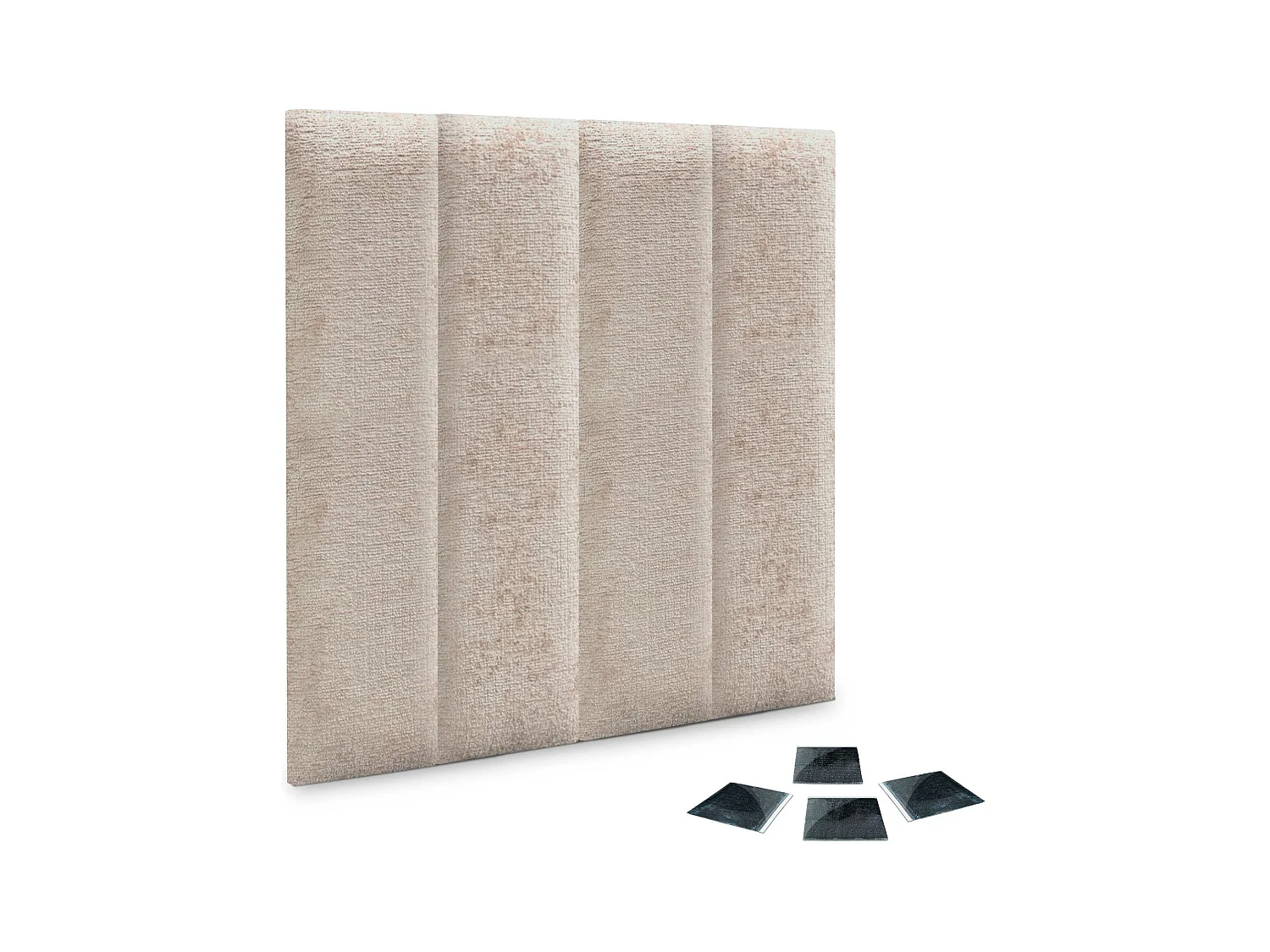DHOME Set di 4 pannelli imbottiti in lana ecologica Pannelli acustici autoadesivi per pareti Protezione dagli urti (beige, 60x20cm, x4)