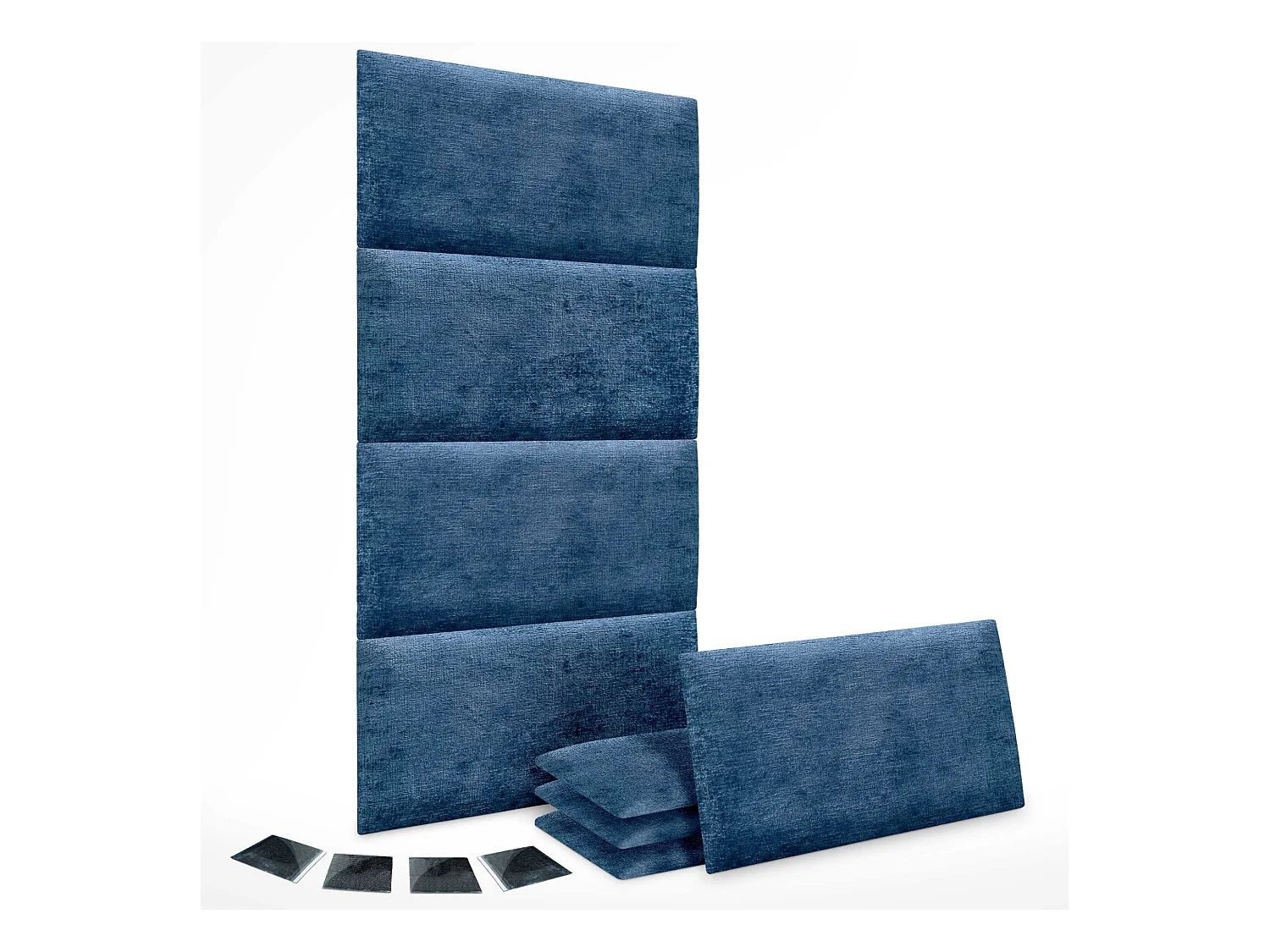 DHOME Lot de 8 panneaux muraux acoustiques auto-adhésifs en laine écologique protection absorbante contre les chocs (Bleu, 60 x 50 cm, x8)