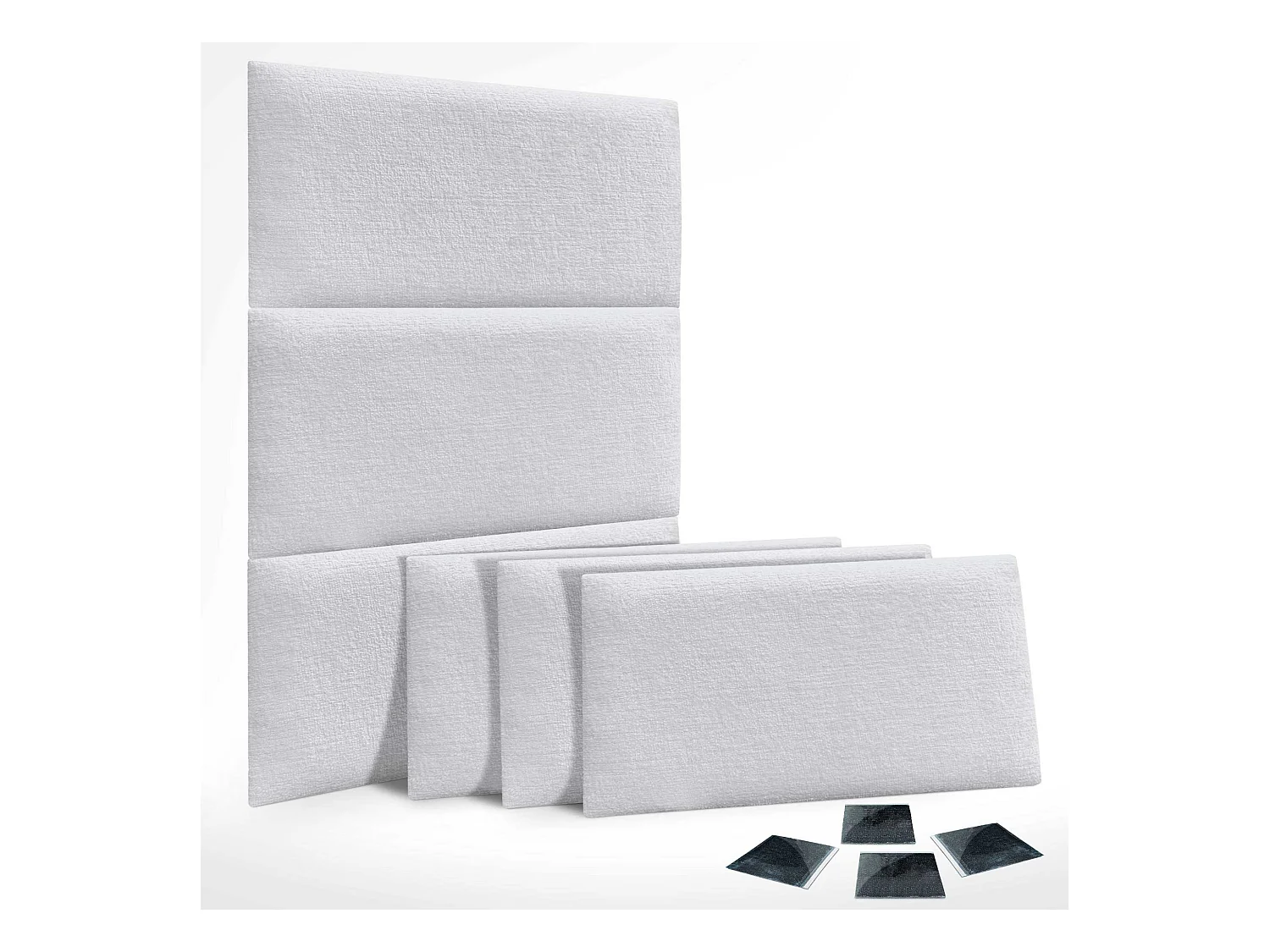 DHOME Lot de 6 panneaux muraux acoustiques auto-adhésifs en laine écologique protection absorbante contre les chocs (Blanc, 50 x 30 cm, x6)