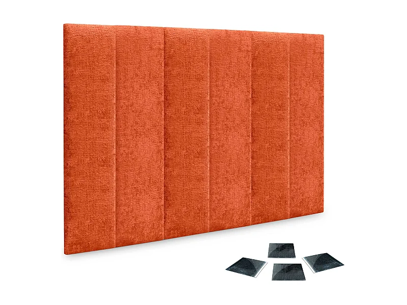 DHOME Lot de 6 panneaux muraux acoustiques auto-adhésifs en laine écologique protection absorbante contre les chocs (Orange, 60 x 20 cm, x6)