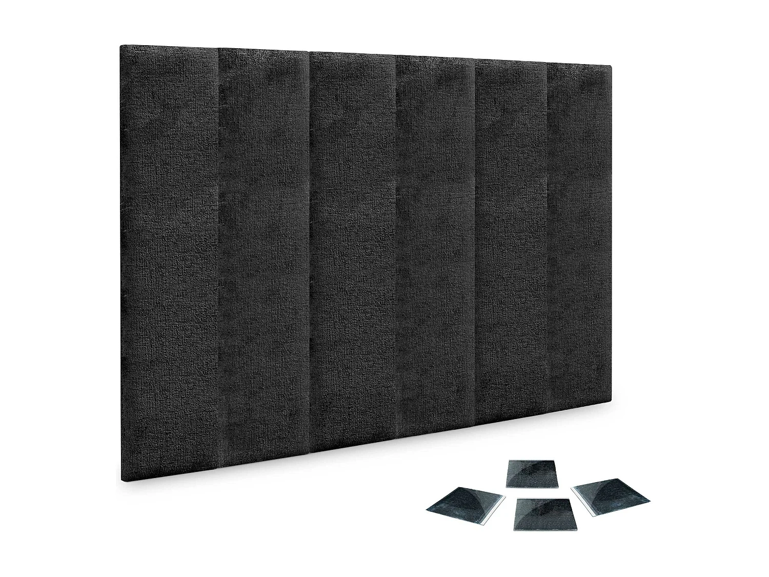 DHOME Lot de 6 panneaux muraux acoustiques auto-adhésifs en laine écologique protection absorbante contre les chocs (Noir, 60 x 20 cm, x6)