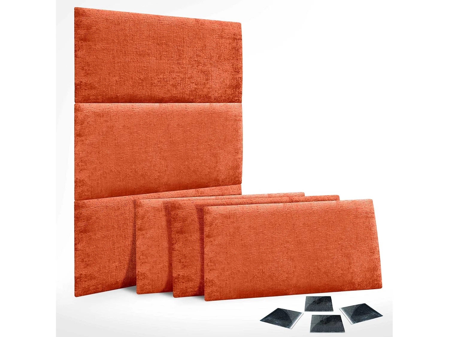 DHOME Lot de 6 panneaux muraux acoustiques auto-adhésifs en laine écologique protection absorbante contre les chocs (Orange, 50 x 40 cm, x6)