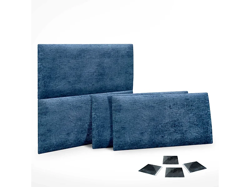 DHOME Set di 4 pannelli imbottiti in lana ecologica Pannelli acustici autoadesivi per pareti Protezione dagli urti (Blu, 50x40cm, x4)