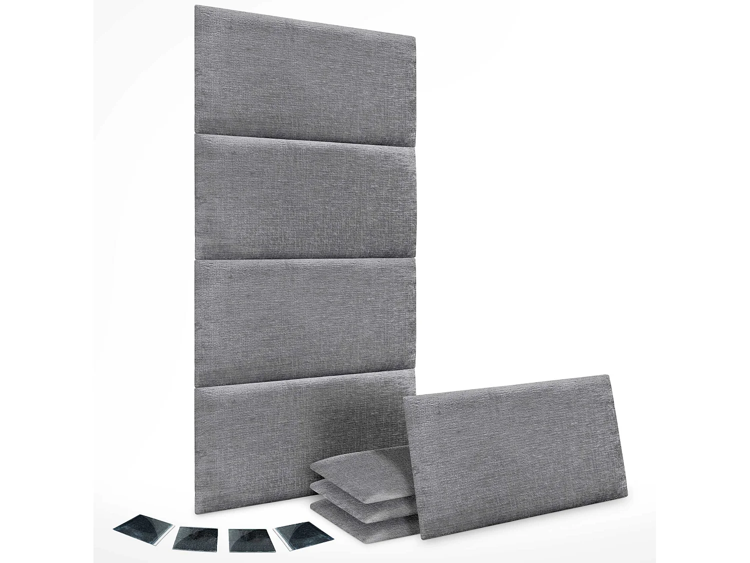 DHOME Set di 8 pannelli imbottiti in lana ecologica Pannelli acustici autoadesivi per pareti Protezione dagli urti (grigio, 60x50cm, x8)
