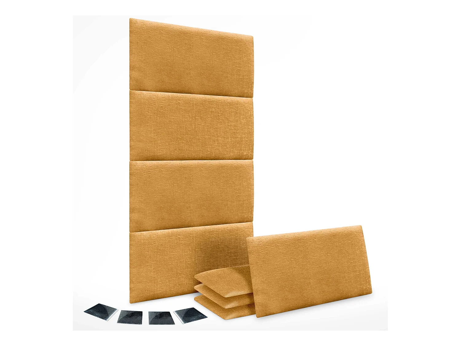 DHOME Lot de 8 panneaux muraux acoustiques auto-adhésifs en laine écologique protection absorbante contre les chocs (Moutarde, 60 x 50 cm, x8)