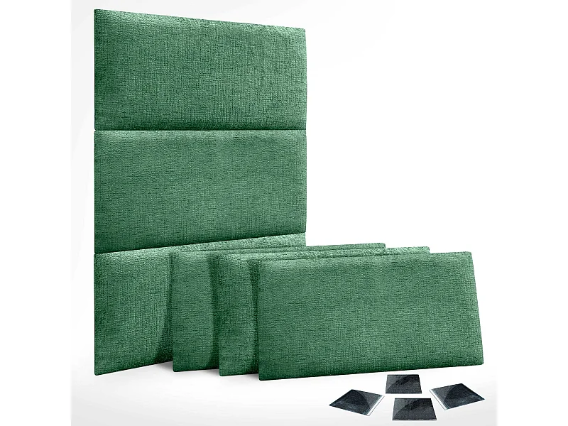 DHOME Set di 6 pannelli imbottiti in lana ecologica Pannelli acustici autoadesivi per pareti Protezione dagli urti (verde, 60x50cm, x6)