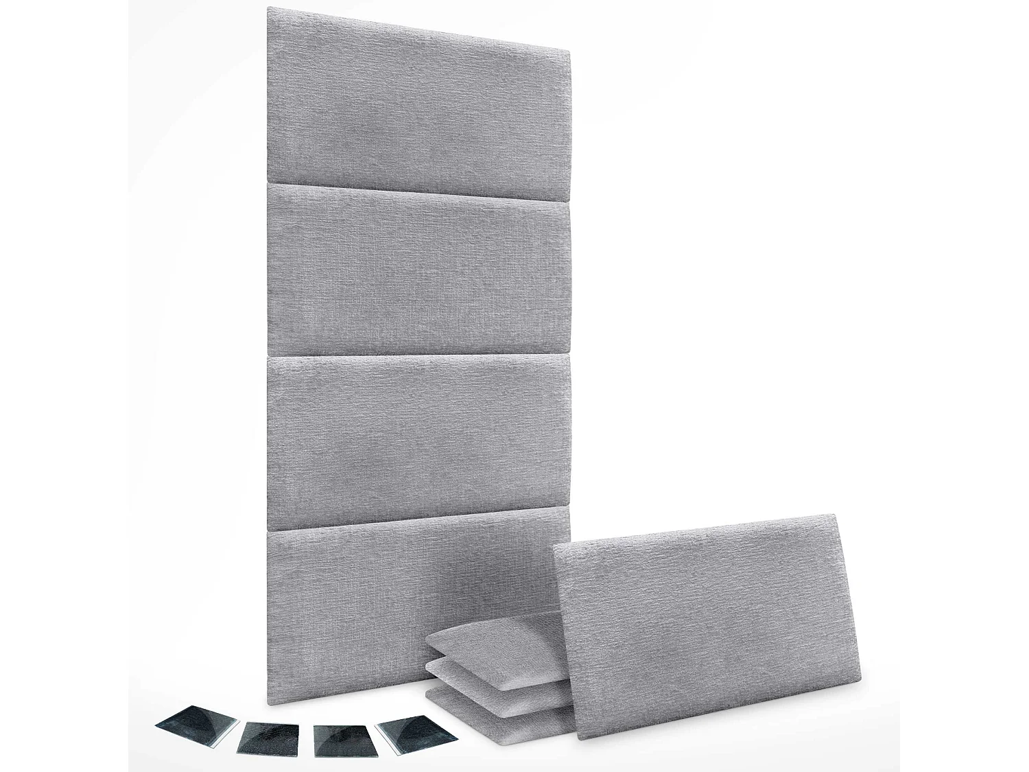 DHOME Lot de 8 panneaux muraux acoustiques auto-adhésifs en laine écologique protection absorbante contre les chocs (Gris Clair, 60x50cm, x8)