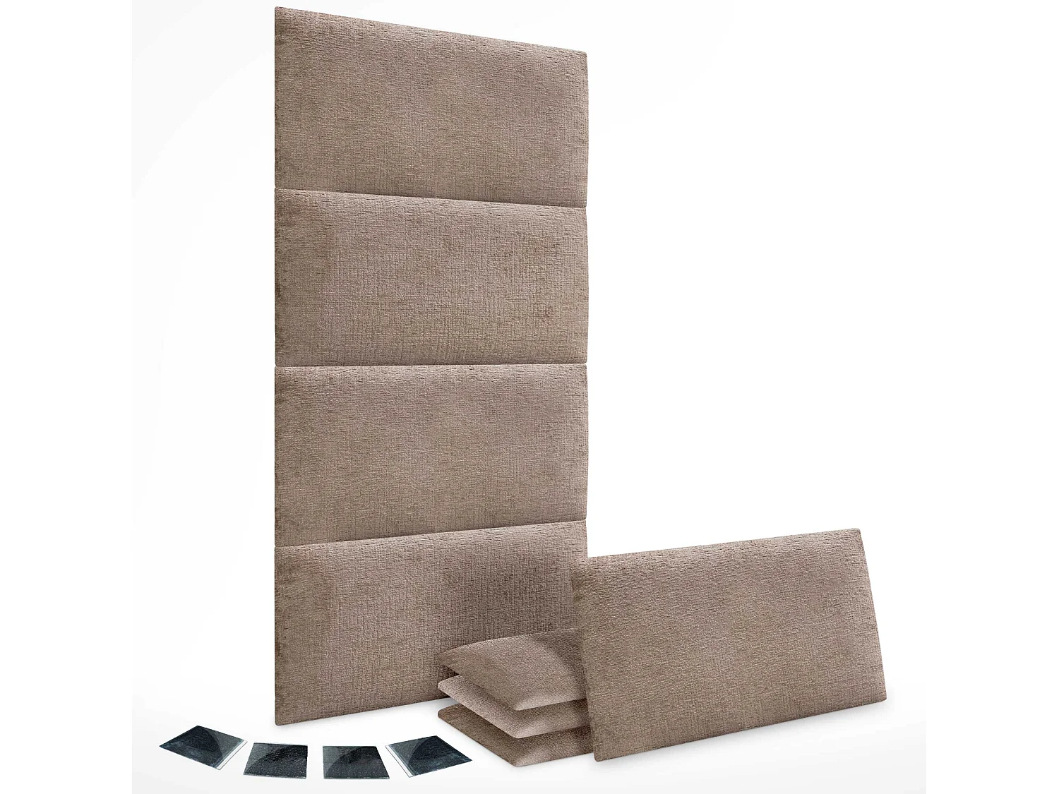 DHOME Lot de 8 panneaux muraux acoustiques auto-adhésifs en laine écologique protection absorbante contre les chocs (Marron, 60 x 50 cm, x8)