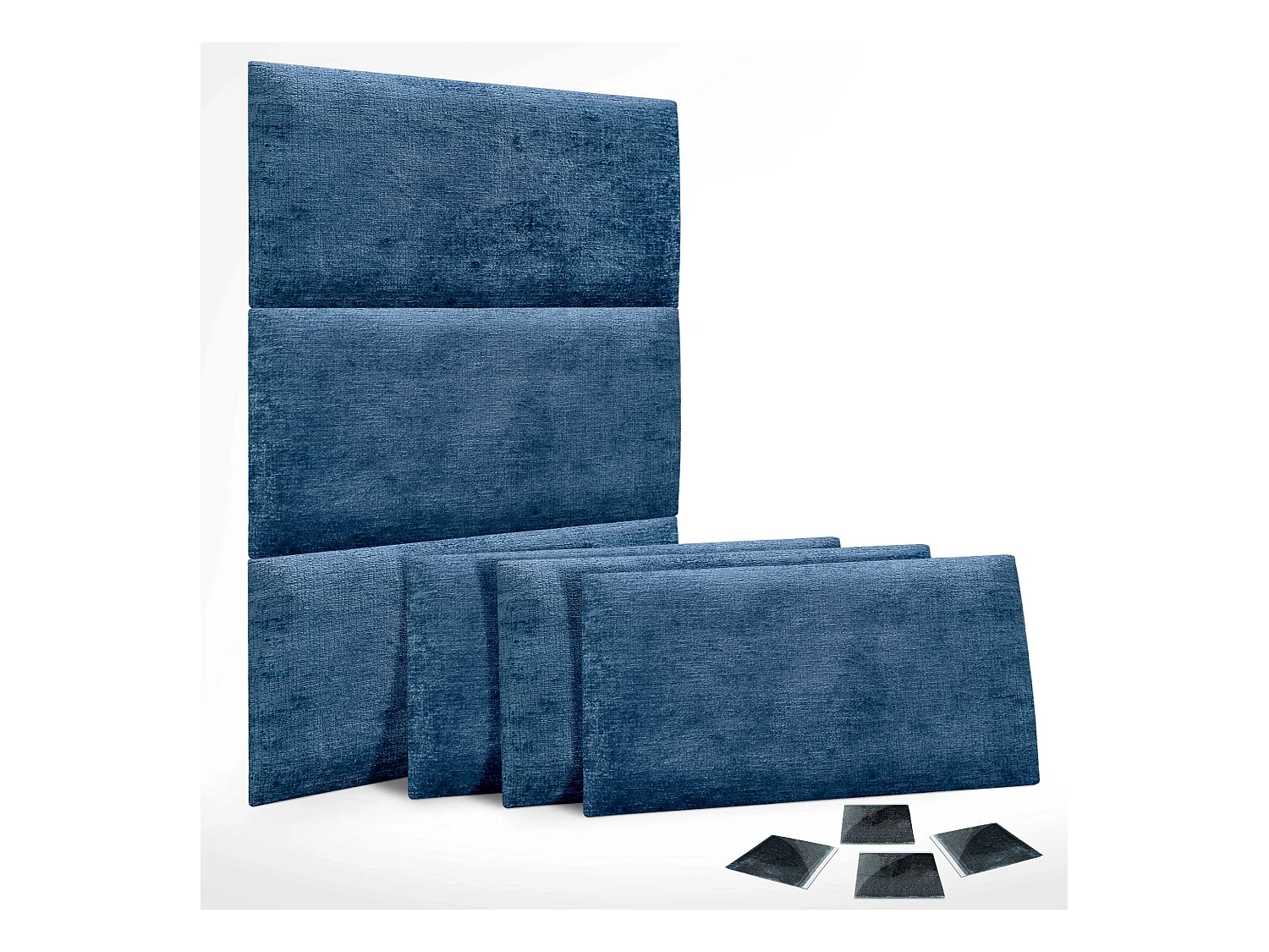 DHOME Lot de 6 panneaux muraux acoustiques auto-adhésifs en laine écologique protection absorbante contre les chocs (Bleu, 60 x 40 cm, x6)