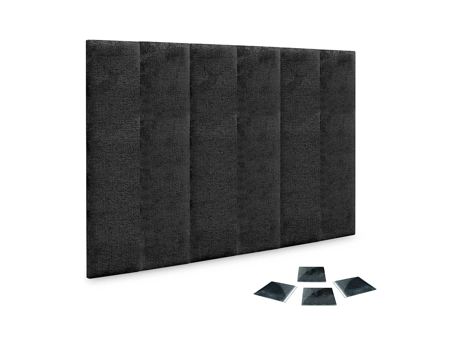 DHOME Lot de 6 panneaux muraux acoustiques auto-adhésifs en laine écologique protection absorbante contre les chocs (Noir, 60 x 30 cm, x6)