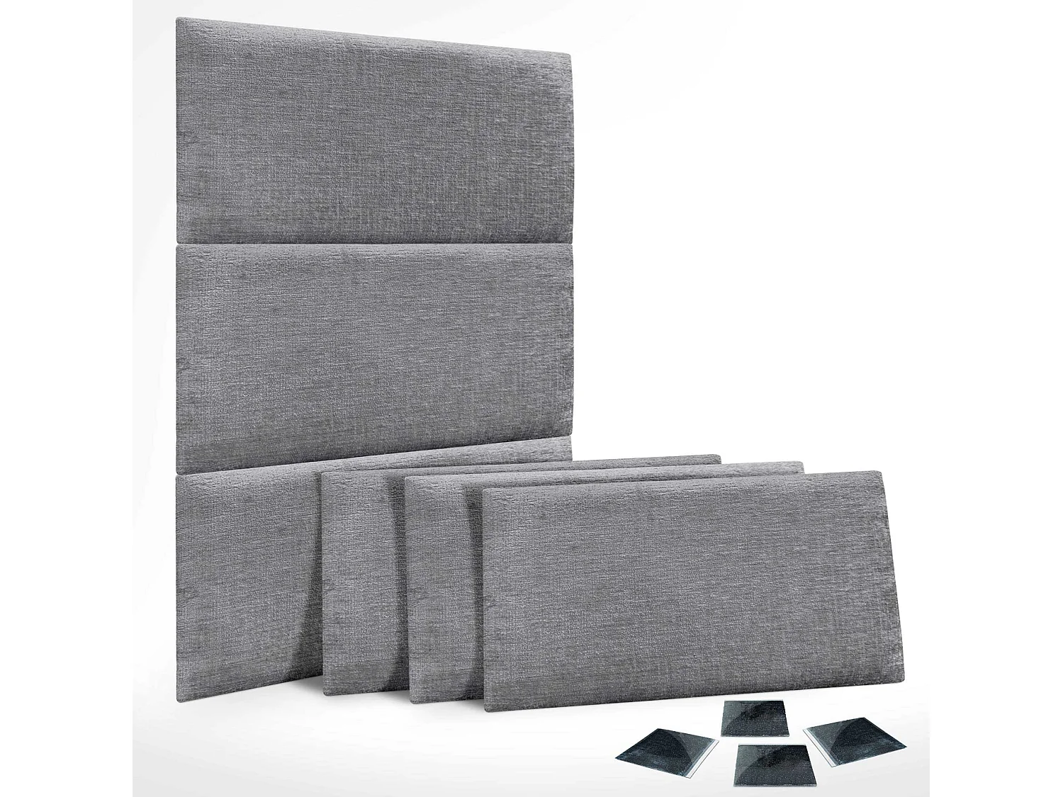 DHOME 6er-Set umweltfreundliche Wollpolsterplatten, selbstklebende akustische Wandpaneele, saugfähiger Schutz (grau, 50 x 30 cm, x6)