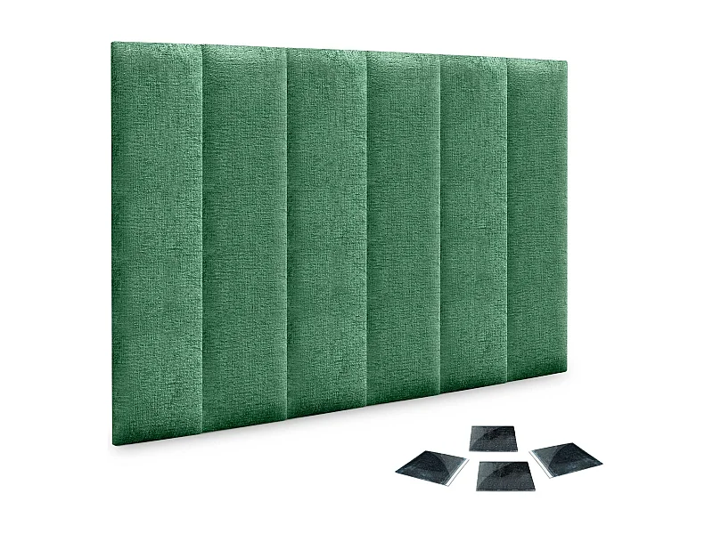DHOME Lot de 6 panneaux muraux acoustiques auto-adhésifs en laine écologique protection absorbante contre les chocs (Vert, 60 x 20 cm, x6)
