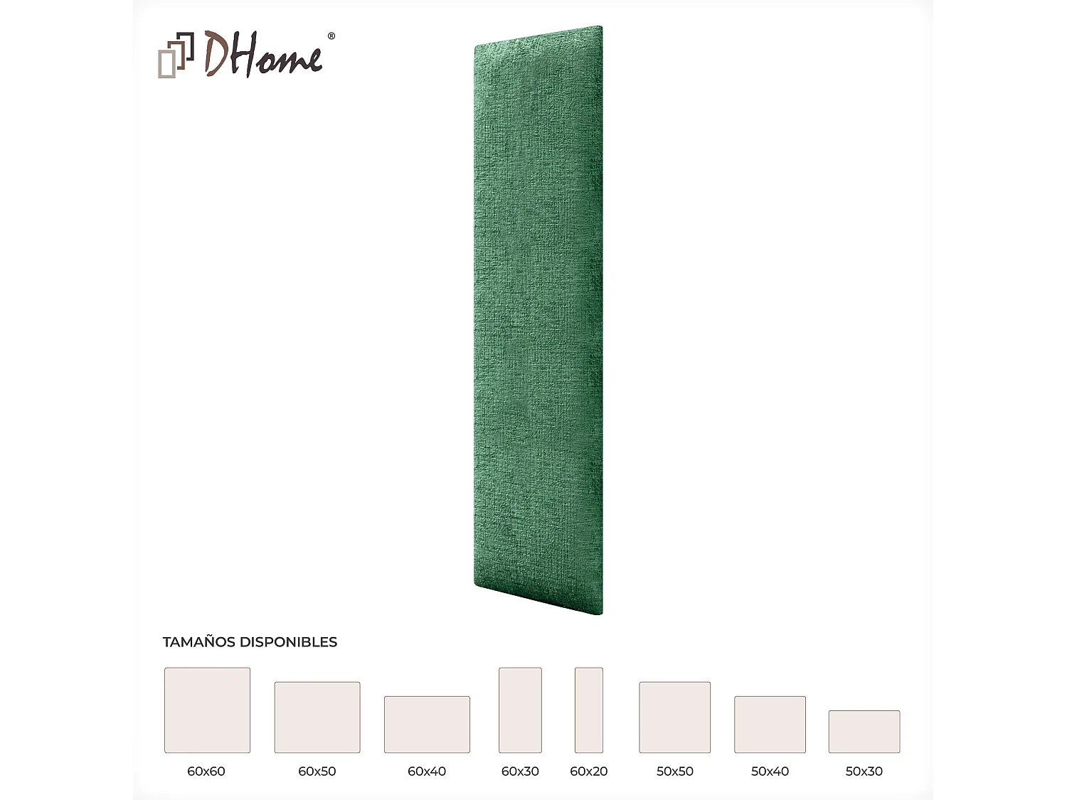DHOME Lot de 6 panneaux muraux acoustiques auto-adhésifs en laine écologique protection absorbante contre les chocs (Vert, 60 x 20 cm, x6)
