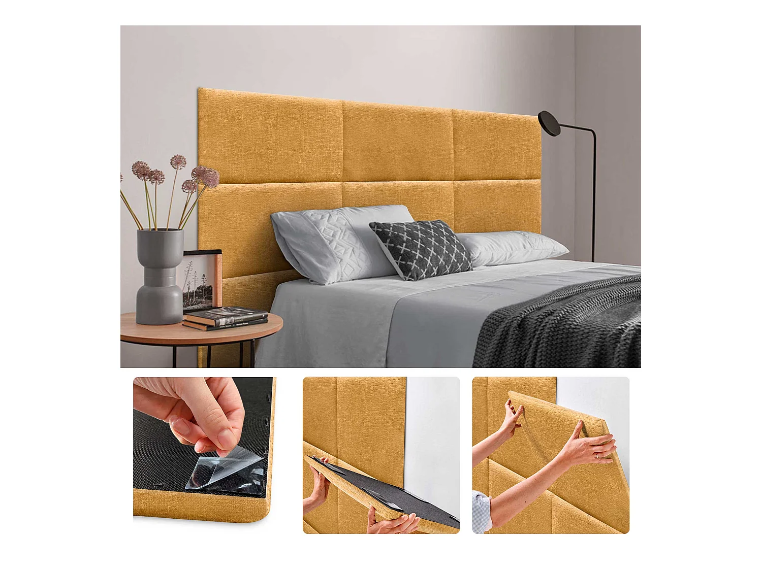 DHOME Panneaux muraux acoustiques autocollants laine écologiqueabsorbantantichoctêtes de litdécoration (moutarde60x40cm)