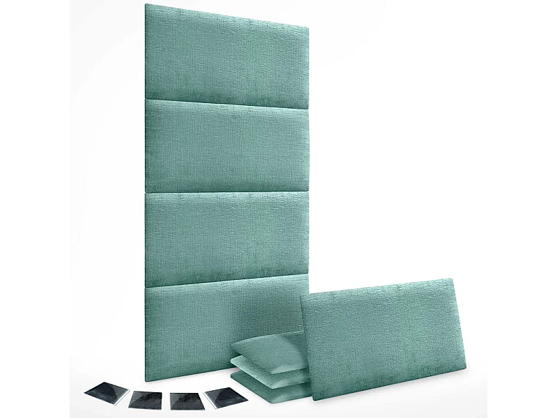DHOME Lot de 8 panneaux muraux acoustiques auto-adhésifs en laine écologique protection absorbante contre les chocs (Vert d'eau, 60 x 50 cm, x8)