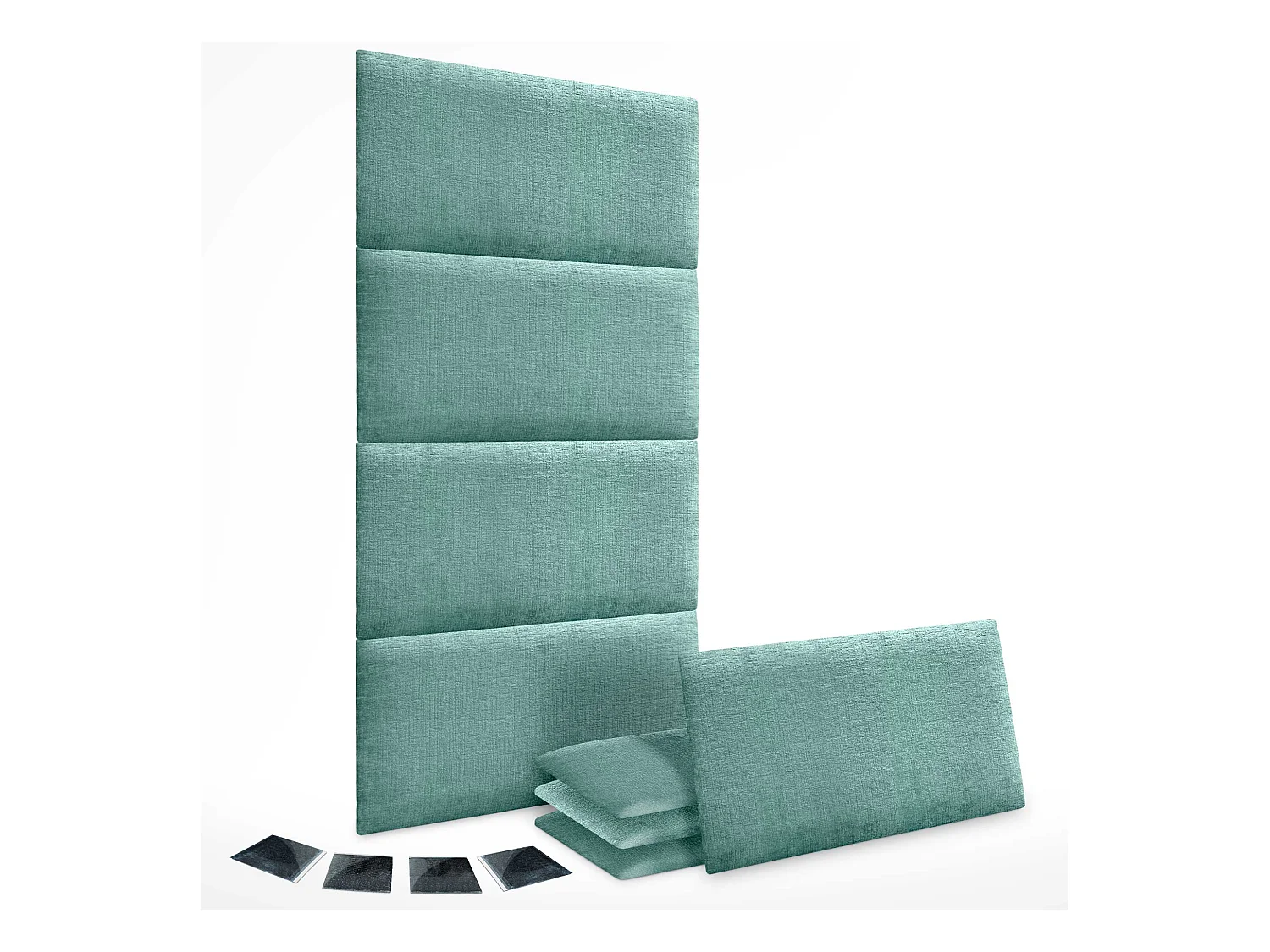 DHOME Lot de 8 panneaux muraux acoustiques auto-adhésifs en laine écologique protection absorbante contre les chocs (Vert d'eau, 60 x 50 cm, x8)